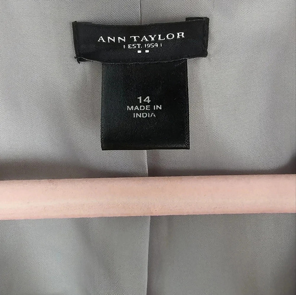 Ann Taylor Women's Silver Linen 3 Button Snap Close Suit Coat Jacket Blazer 14w - Picture 2 of 5